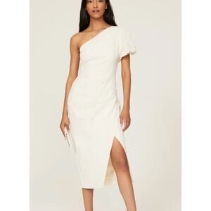 Lauren‎ Ralph Lauren Dress Womens 14 Cream Annona One Shoulder Sheath